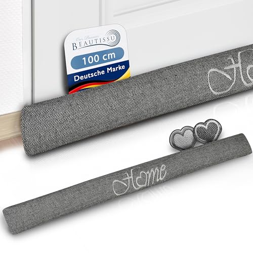 Beautissu Zugluftstopper 100 cm lang Tuuli - 1 1 kg Windstopper als Türvorleger Haustür Rolle und Kälteschutz Luftstopper - Luftzugstopper Home Zugluft Stopper in Anthrazit