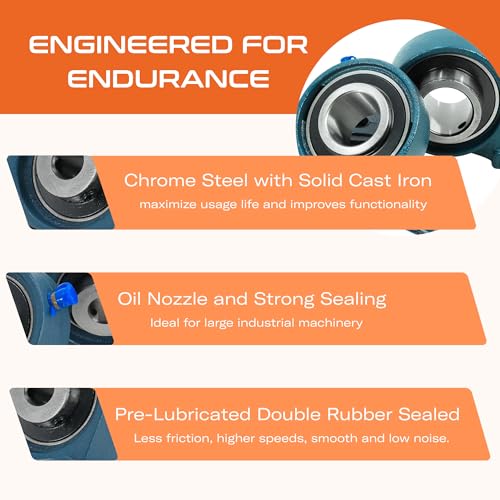 Image of CHR 4 Pack UCP205-16 Pillow Block Bearings | Mounted Pillow Block Bearings - Chrome Steel with 1 inch Bore | ISO 9001-2015 Certified