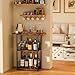 Eyteenokk Floor Standing Freestanding Whiskey Rack: 3 Tier Wine Rack Mini Bar Table Corner Wine Bottle Display Stand Liquor Cabinet Bar, for Bottles,Cocktail Shaker,Mugs
