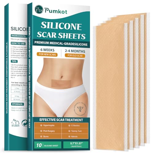 Image of Silicone Scar Sheets, Silicone Scar Tape(5.7 inch x 1.57 inch 10 Pcs), Scar Removal Away Strips for Surgical Scars, Keloid, C-Section, Burn et