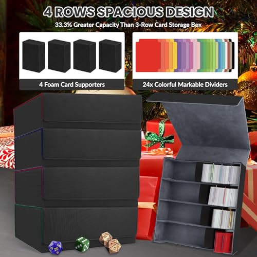 Image of AOBOPLE Trading Card Storage Box,3200+ Card Box Storage with 24 Dividers and 4 Foam Supporters PU Leather Magnetic Cards Deck Case for MTG TCG Magic and Sport Cards,Great Gift for Card Collectors