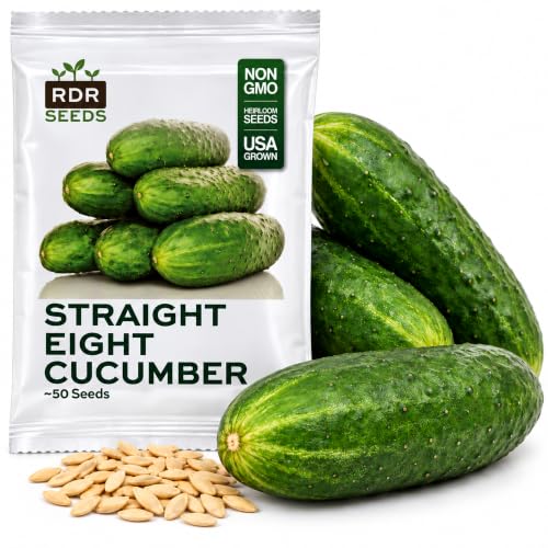 50 Cucumber Seeds for Planting - Heirloom, Straight Eight
