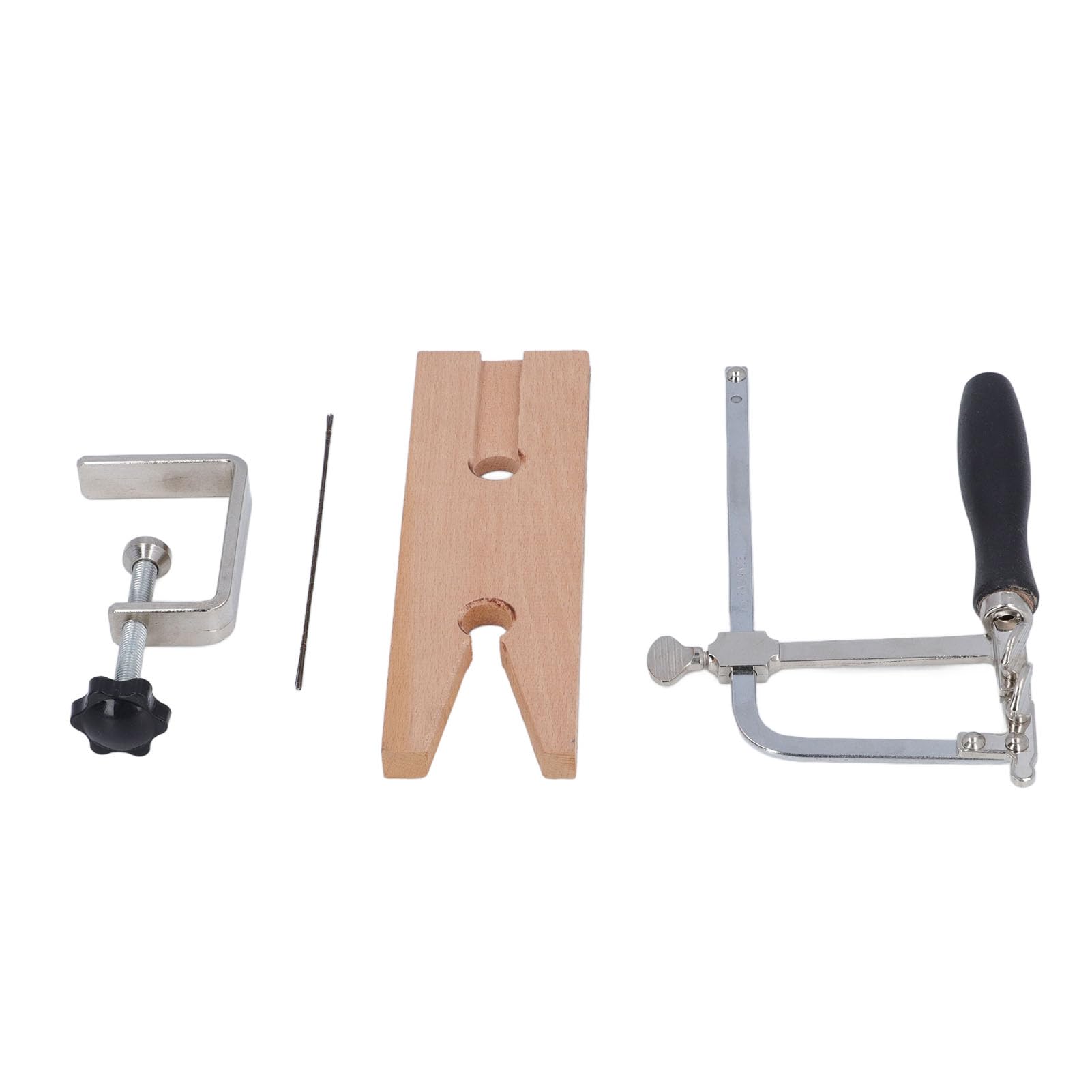 Kit de Sierra para Joyería Pinza de Presión V y Pinza C Ajustable Marco de Sierra Ajustable con 12Hojas de Repuesto Herramienta de Corte para Metal Madera Cera para Fabricación de Joyas Manualidades