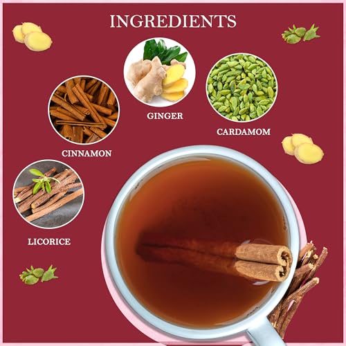 Image of Tealeaf & Co. Licorice Root Tea Blended with Organic Spices - Pure Herbal Tea Bags with Cardamom, Ginger, Cinnamon Sticks & Licorice Root Extract - Low Caffeine - Gluten Free - 50 Teabags