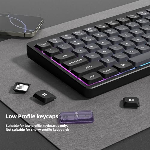 Image of dagaladoo Low Profile keycaps,Black /Grey,Double Shot PBT keycap Set | 138-keys custom keycaps for Mechanical Keyboard 60% 65% 75% 96% 100% cherry-MX switch,TKL, Full-Sized Layout