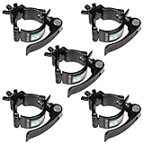 MOUNTAIN_ARK 5 Pack 2' Black DJ Stage Lighting Clamps Fits F34, Heavy Duty Aluminum Truss Clamp Hook, Quick Release and Lock with TUV