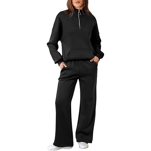Aleumdr Womens 2 Piece Outfits Matching Sweat Sets Sweatsuit Tracksuit Zip up Sweatshirt and Sweatpants Lounge Sets