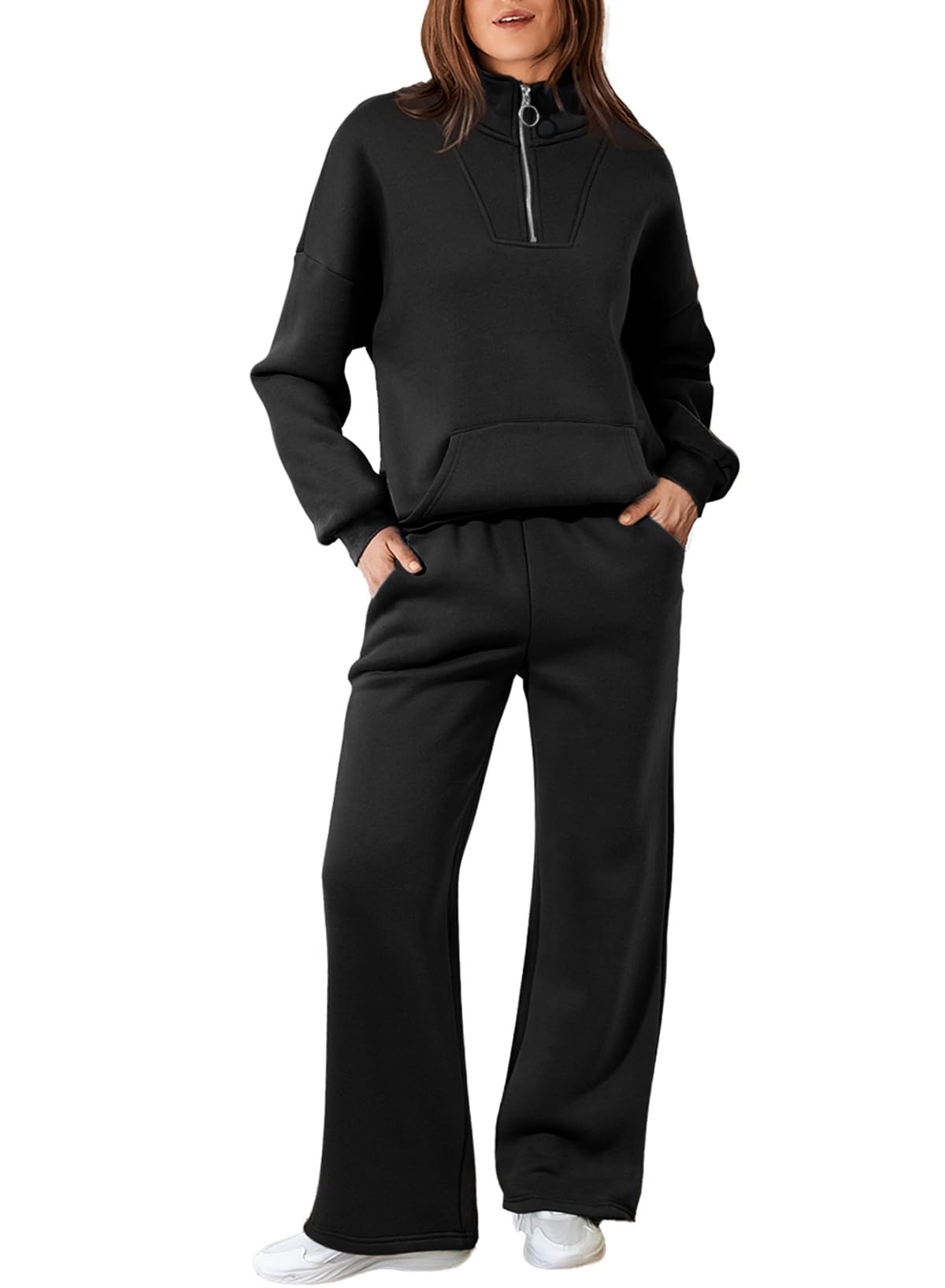 Aleumdr Womens 2 Piece Outfits Matching Sweat Sets Sweatsuit Tracksuit Zip up Sweatshirt and Sweatpants Lounge Sets