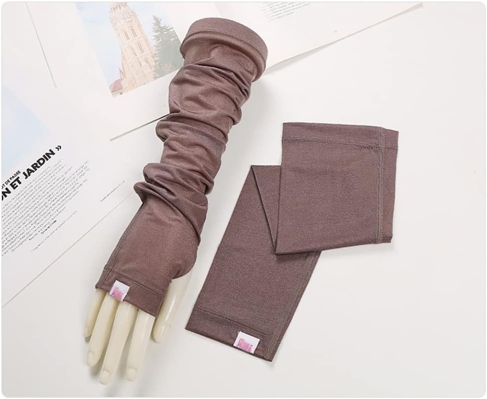 HBJWOV Five-Fingered Long Lace Half-Finger Gloves Women's Lightweight Breathable Sleeves(Black)