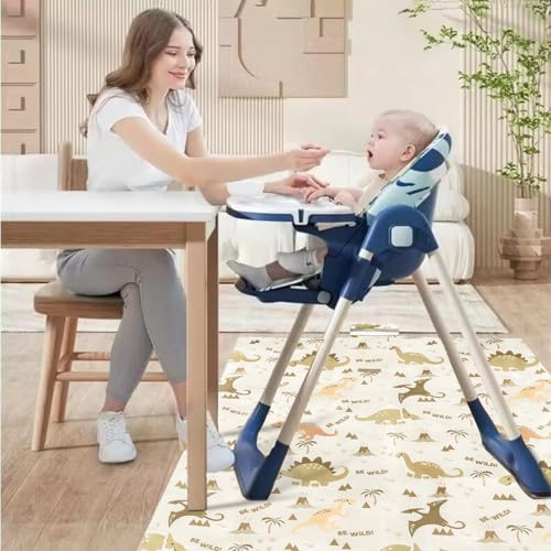 Image of Insular Baby Splat Mat for Under High Chair /Arts /Crafts, Anti Slip and Waterproof Splash Mat for Floor, Portable Picnic Mat, 51x51 Inch, Dinosaur