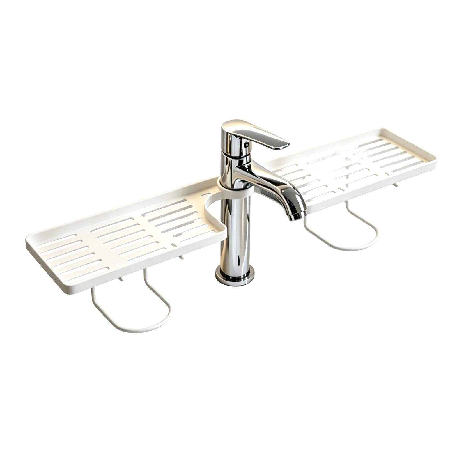 Genérico Porta spugne per lavello da cucina | Scolapiatti portatile senza trapano con vassoio di drenaggio, supporto per rubinetto da cucina, tazze, cosmetici, casa, bagno, WC, angolo