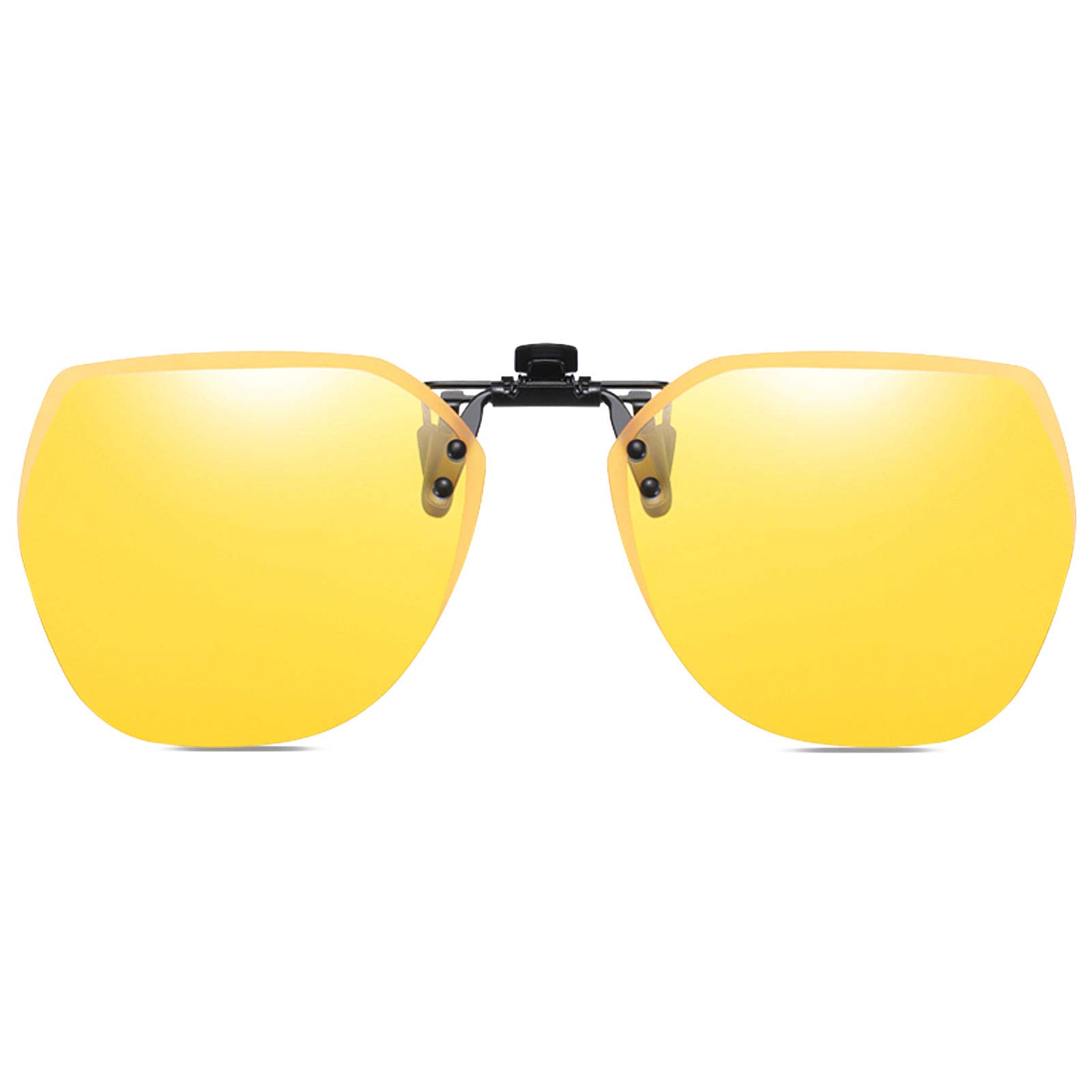 FF FRAZALA Polarized Extra Large Clip-on Sunglasses Anti-Glare UV Protection for Prescription Glasses (Yellow for Night Vision)