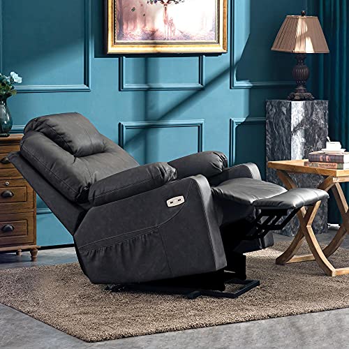Mcombo Electric Power Lift Recliner Chair Sofa With Massage And Heat For Elderly, 3 Positions, 2 Side Pockets, And Cup Holders, Usb Ports, Faux Leather 7040 (Medium, Gray) #TOP7