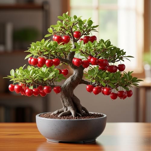 20 Bonsai Dwarf Cherry Tree Seeds | Indoor or Outdoor Fruit Tree | Made in USA, Ships from Iowa