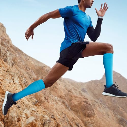 Image of fenglaoda 8 Pairs Compression Socks for Men & Women 20-30 mmHg Knee High Nurse Pregnant Running Medical and Travel Athletic