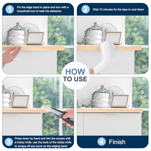 Cinta de borde blanco de madera contrachapada flexible de 50 pies para muebles 6