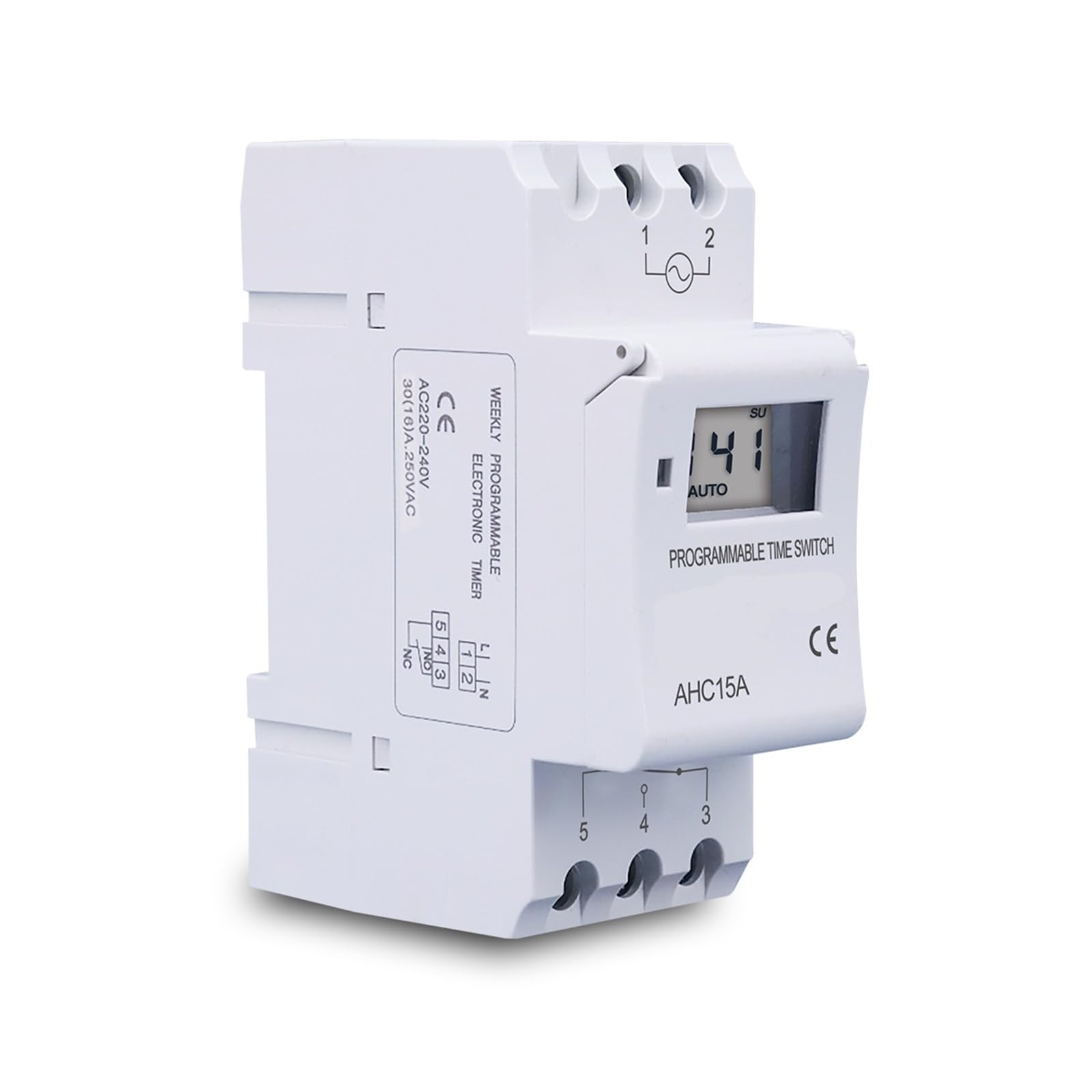 1 Temporizador de relé Digital programable semanal monofásico de riel DIN de 7 días con Control de CA de 220 V, 230 V, 12 V, 24 V, 48 V y 16 A(15A,220V AC)