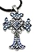 Antique Fashion Cross with Swarovski Crystals Pendant Necklace - Light Sapphire