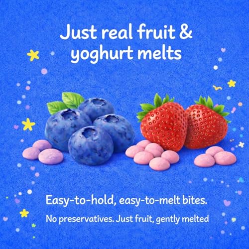 Image of Happa Blueberry & Strawberry Greek Yogurt Melts | 100% Greek Yogurt Candy for Babies, Kids & Adults | No Colours, No Artificial Flavours | Melt-in-Mouth | 8M+ | 20g Pack of 6
