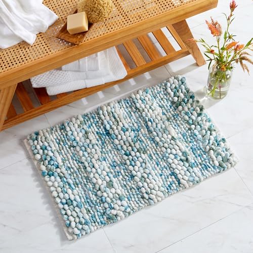 Market & Place Luxury Plush Bath Rugs, Ultra Soft and Absorbent Microfiber Chenille Bathroom Rugs, Bathroom Mats for Tub and Shower, 20" x 30", Aqua Blue
