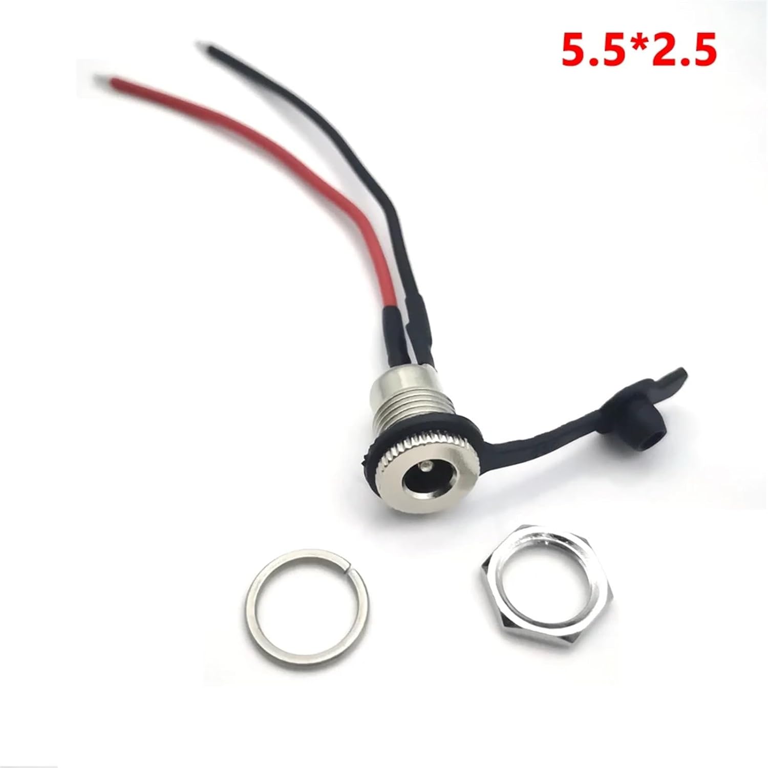 5pcs 5.5 * 2.5mm Waterproof DC099 5521 5525 DC Power Jack Socket Female Panel Mount Connector MetalWith Nut Snap DC-099 5.5 * 2.5(C 5.5-2.5)