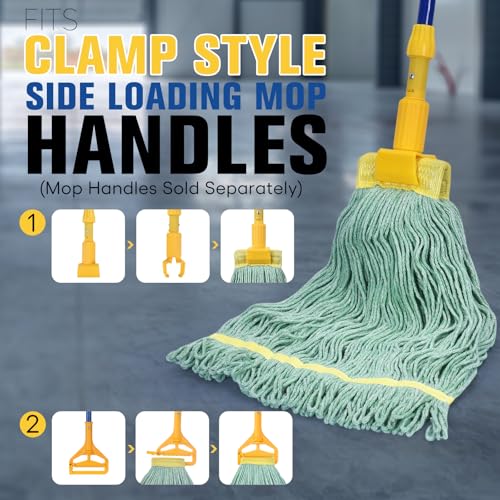 Image of Matthew Cleaning Heavy Duty Mop Head Replacement, 5 Inch Wide Headband, Color Coded Looped End Cotton String Wet Mops for Floor Cleaning, Large Size 24 oz, 8 Pack