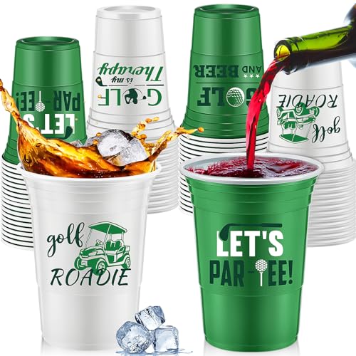 Norme 48 Pcs Masters Golf Party Decorations 16 oz Golf Ball Thick Plastic Disposable Cups Bulk Hot Cold Drink Wine Coffee for Home Themed Party Supplies Favors