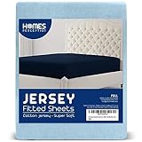 Homesperception Jersey Cotton Poly Fitted Sheet – Comfy and Stretchable Fabric – 4-Way Elastic Deep