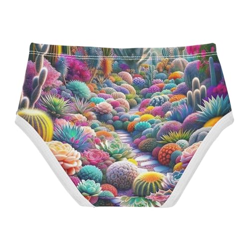 Toddler Briefs, Colorful Succulents Garden Cotton Underwear Girls, 2T–8 Years2