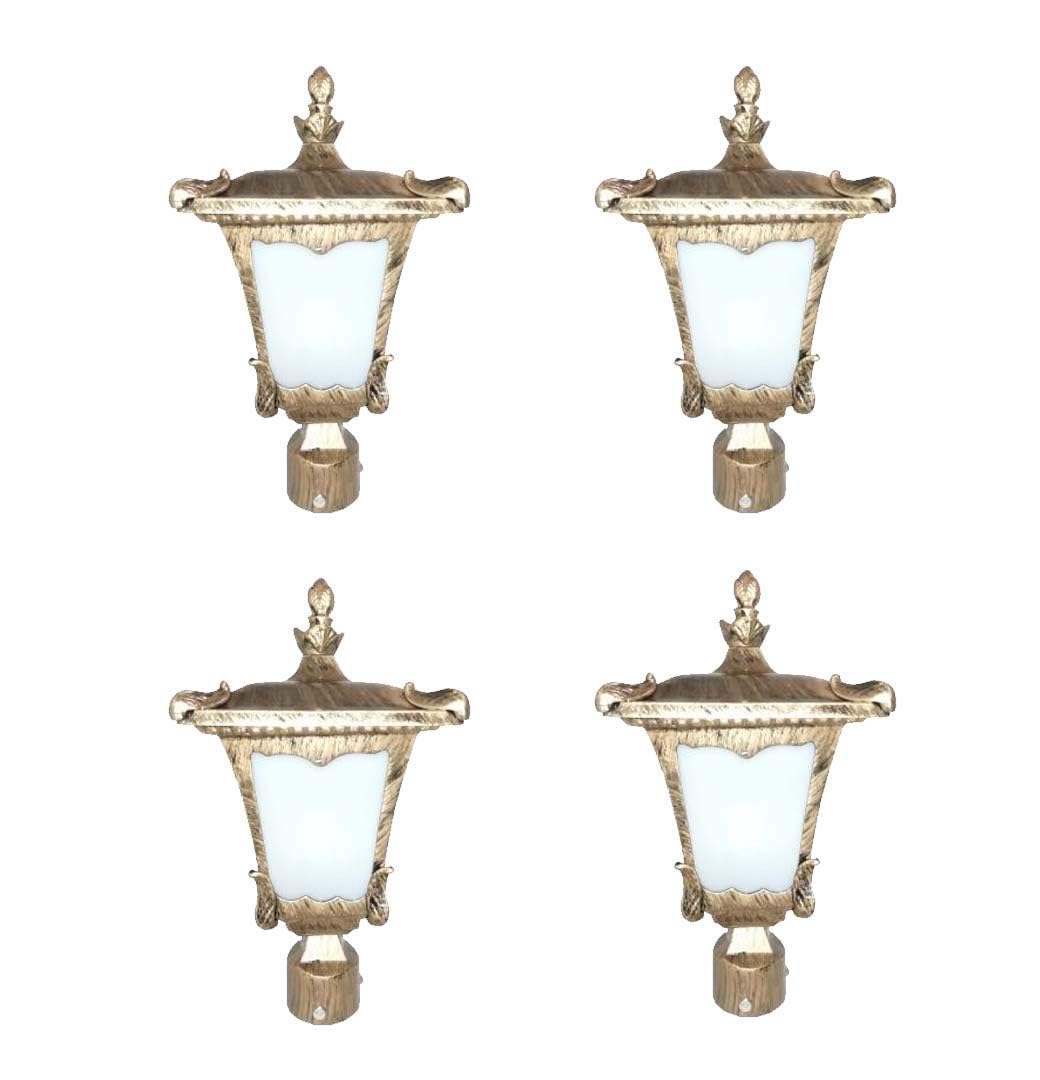 Set of 4 Antique Gold Gate Lights for Outdoor Gate Pillars – Waterproof Outdoor Pillar Lights with Frosted Glass & Decorative Top – Rustproof Exterior Post Lamps for Garden-image-32