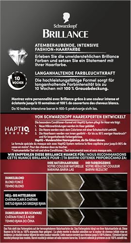 Foto von Brillance Intensiv-Color-Creme 890 Schwarz (160 ml), dauerhafte Haarfarbe mit Diamant-Glanz und Pflege-Conditioner, für 10 Wochen Farbintensität