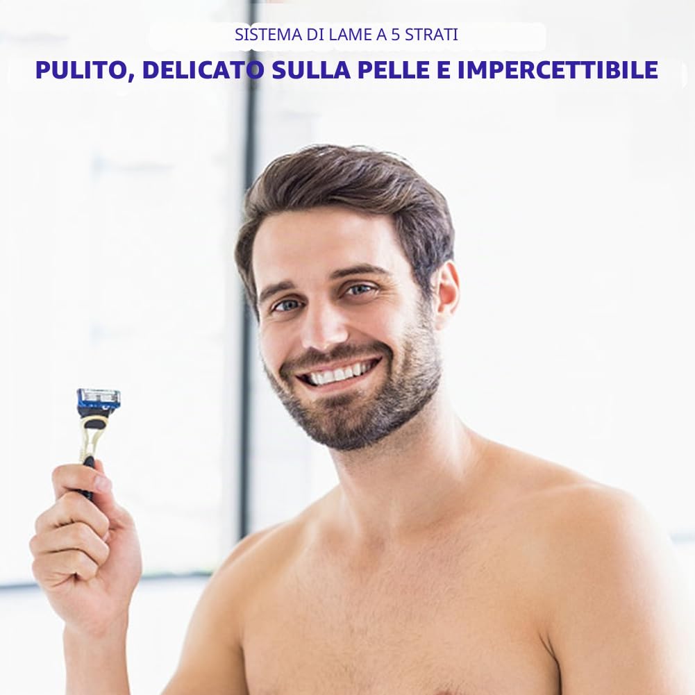 8 Pezzi per rasoi, lame di ricambio, 5 lame manuali per una rasatura delicata, Pulire la Barba, Capelli Gamba