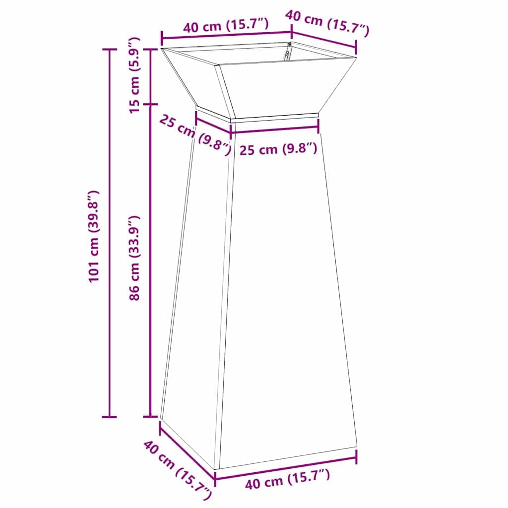 Säulen Pflanzer Weiß 40 x 40 x 100 cm, Blumen Topf pflanz gefäß kübel für Garten terrasse Balkon und fensterbank, Outdoor deko für kräuter gemüse Orchidee Bonsai Kaktus