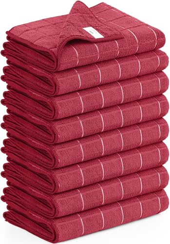 Utopia Towels - Microfiber Kitchen Towels, Super Absorbent 12 x 12 Inches, Durable, Soft, Lint Free Dish Towels (8 Pack, Red)