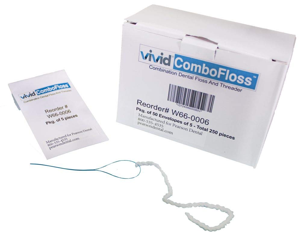 Floss with PreCut Threader and Regular Great for Braces - Vivid ComboFloss Pack of 250 Pieces
