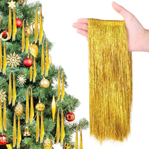 JOLCEEY 6000 Stränge Weihnachtsbaum Lametta, 50 cm Glitzer Goldene...