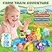 Montessori Toys for Toddlers 1 2 3 Years Old, Farm Animal Train Set with Counting Matching Sorting Activities 9 Barns, 10 Finger Puppets, 2 Stickers-Learning Toys for Baby Boys Girls, Preschool Gift