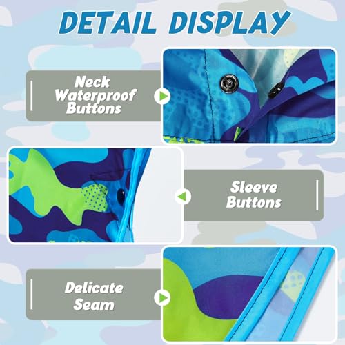 Image of WAWSAM Lightweight Rain Poncho Kids, Ponchos for Kids Waterproof Reusable Hooded, Kids Poncho Rain Jacket for Boys and Girls