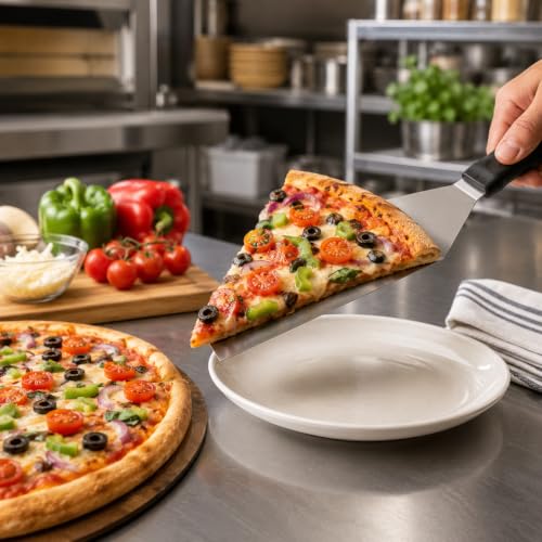 Image of Stainless Steel Pizza Server with Ergonomic Handle | Heavy-Duty Pizza Slice Lifter for Home, Restaurant & Bakery Use | Ideal for Cake, Pie & Pizza Serving