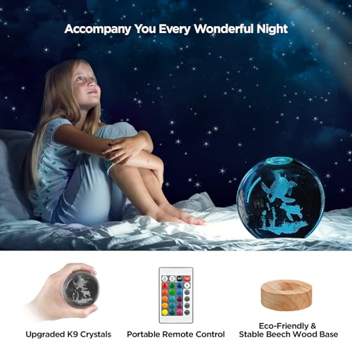 Image of 3D Sea Turtle Crystal Ball Night Light with Woodern Base, 3.15 inch Sea Turtle Glass Ball Lamp 16 Colors with Remote Control Sea Turtle Figurines Cool Desk Decor Sea Turtle Gifts for Kids Friends Birthday