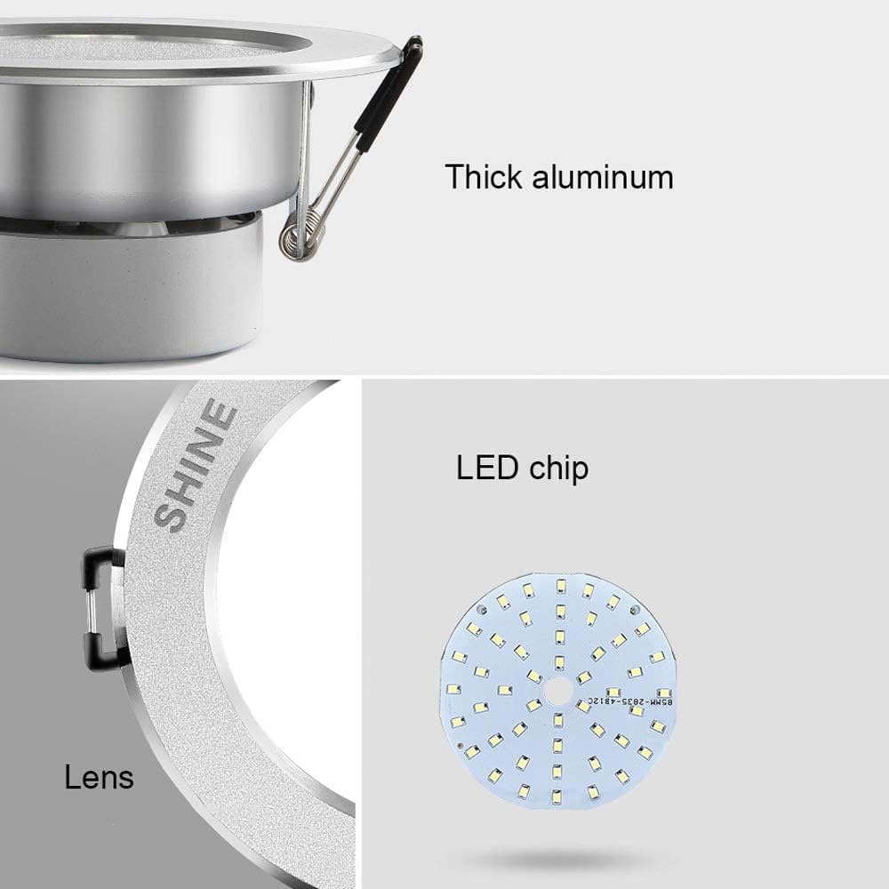 Spotlight，5W Nobe Super Bright Led Ceiling Recessed Light Ultra Thin Commercial Decor Show round Led Panel Light Aluminum Energy Saving Embedded Downlight Led for Restaurant Store Outdo/5W-