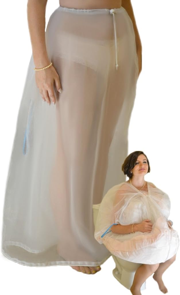 Bridal Buddy -sheer lightweight Bridal Slip that helps brides use the bathroom on their own (Petite)