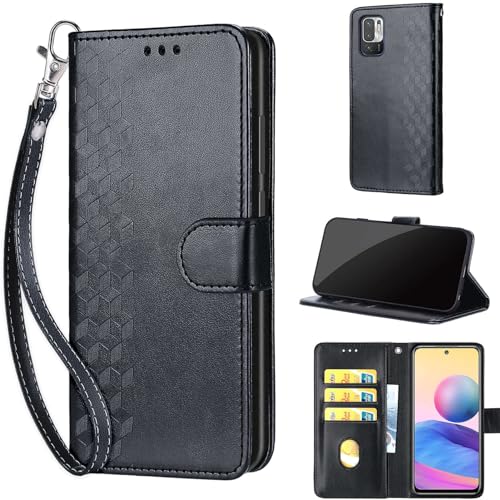 Funda para Xiaomi Redmi Note 10 5G (No para 4G) / Note 10T 5G / Poco M3 Pro 5G Carcasa, Flip Folio Cuero Magnético Carcasa Compatible Xiaomi Redmi Note 10 5G / Note 10T 5G / Poco M3 Pro 5G Negro