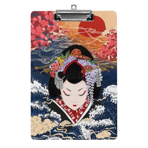 クリップボード 芸妓 芸者 和柄 和風 A4サイズ対応 クリップファイル バインダークリップ 用箋ばさみ ファイルボード メモ帳 縦型 書類整理 おしゃれ かわいい 筆記 多機能 壁掛け プレゼント