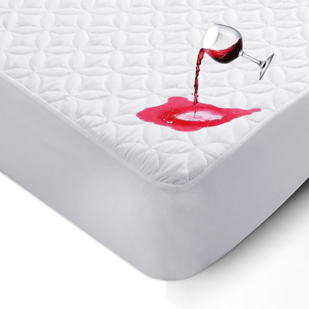 Queen Size Mattress Protector Waterproof Mattress Cover - Fitted with Stretchable 18 inches Deep Pockets - Soft Breathable, Noiseless, Washable Bed Cover