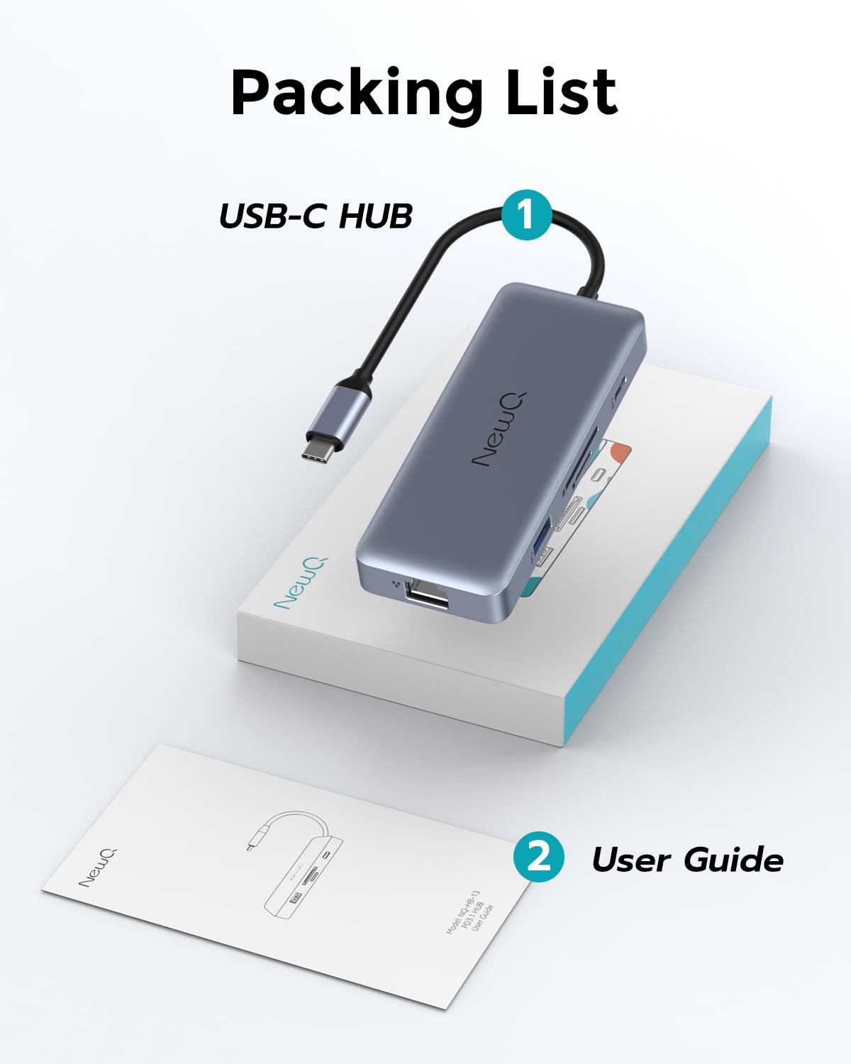 NewQ Stacja dokująca USB-C 140 W, koncentrator 4K 60 Hz HDMI, USB-A 3.2, USB-C 3.2, Gigabit Ethernet, wejście PD 140 W, SD/TF 4.0 gniazdo 300 Mbit/s, kompatybilna z Thunderbolt 3/4/5, do MacBook