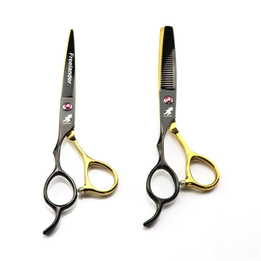 Linkshänder-Friseur-Schere-Set, Edelstahl Gerade Schere & Verdünnung Schere, Japanischer Edelstahl 6,0 Zoll, Für Barber, Salon, Zuhause