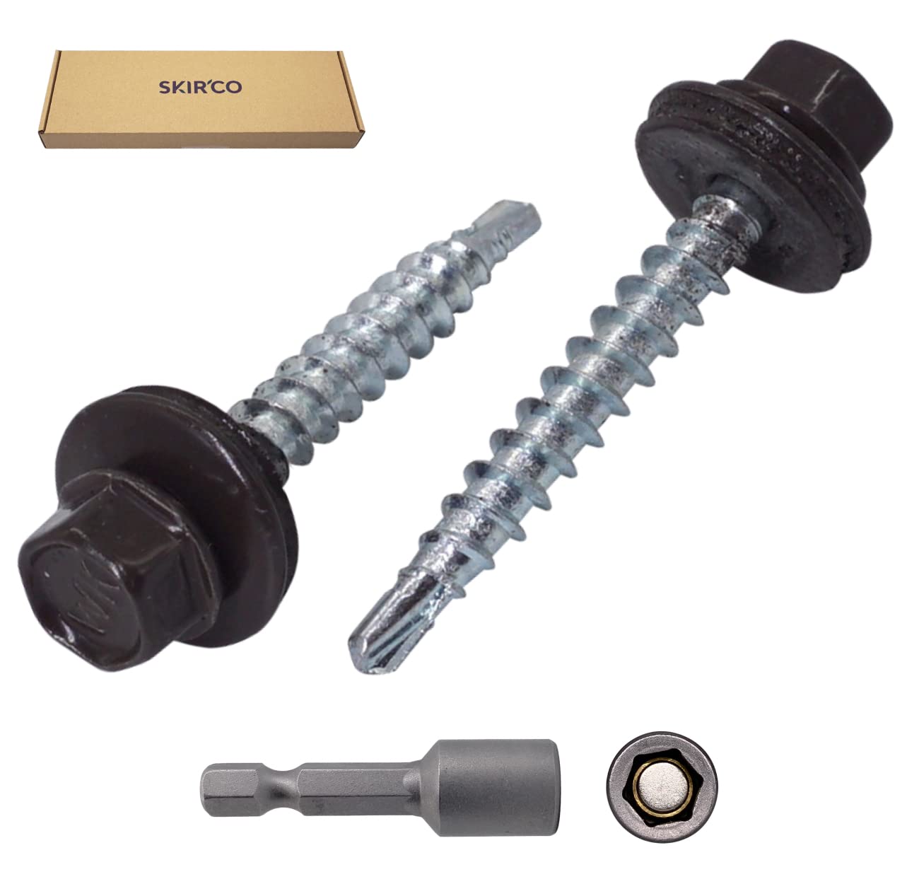 SKIR'CO (Pack of 140 pcs) Metal Roofing Screws, 4.8 x 35 mm Painted Self-Drilling Screws With EPDM Washers - Image 2