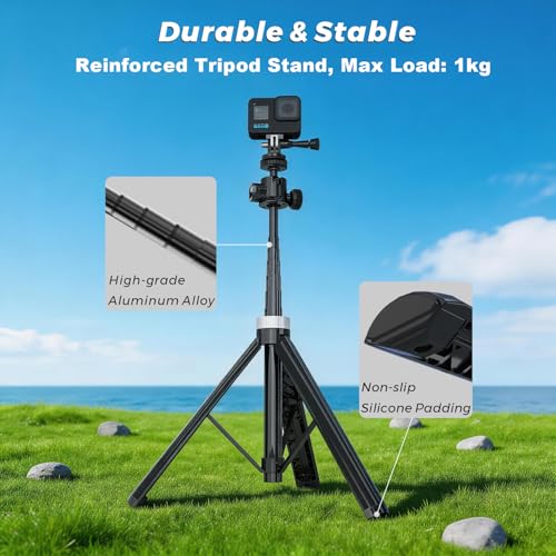 Image of Mobilife 59-inch Camera Tripod Portable Extendable Camera Stick Aluminium with 360 Ball Head & Cold Shoe Mount Compatible with DJI /GoPro /Insta360 Action Camera for Vlogging YouTube