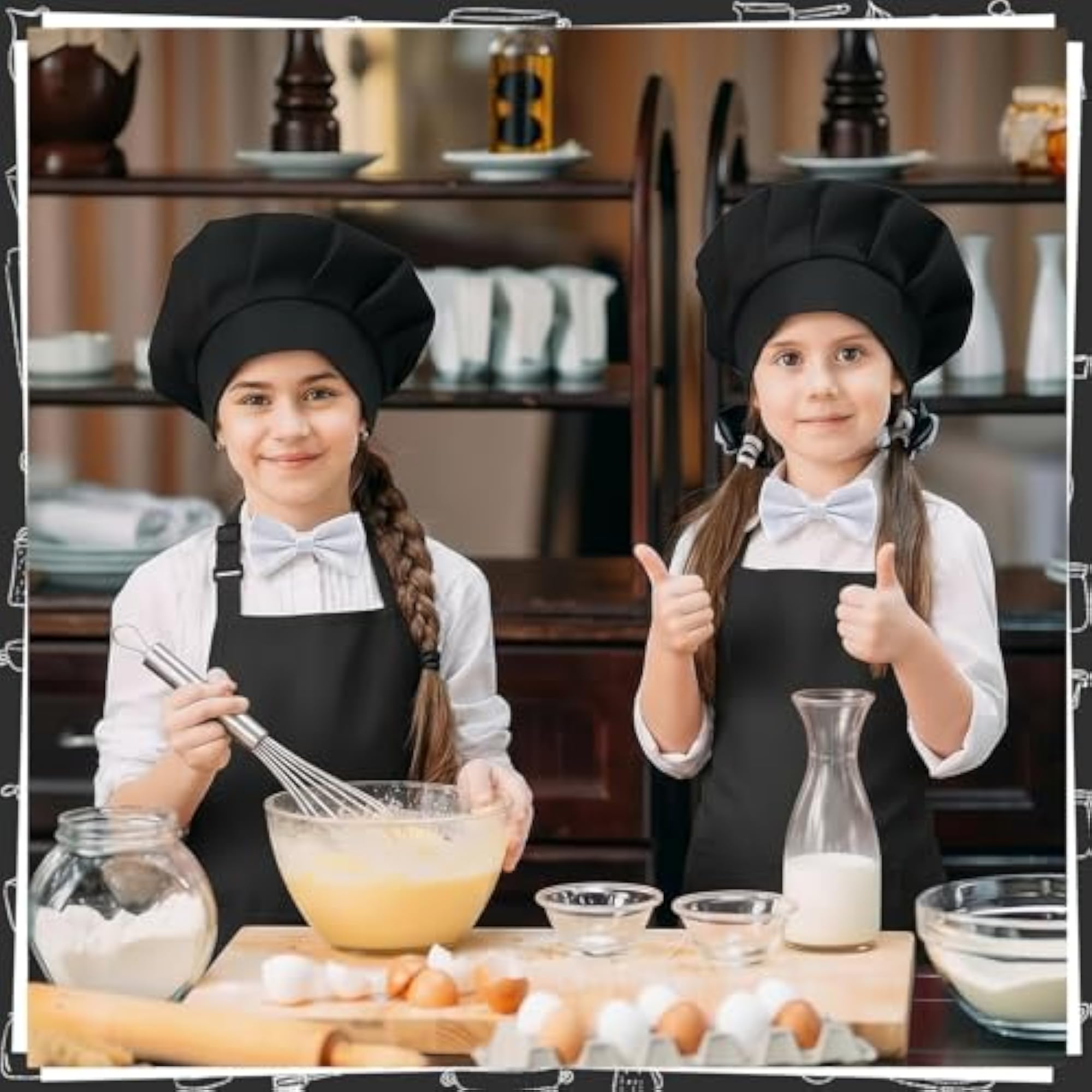 Chef Apron and Hat Adjustable Kitchen Cooking Apron